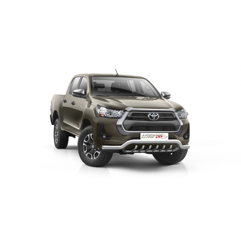PARE BUFFLE-TOYOTA-HI-LUX-2021-AUJOURD'HUI-HOMOLOGUE INOX - PROTECTION BASSE - GRILLE