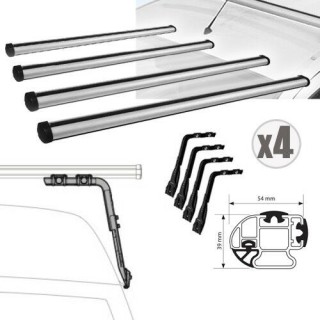 Barres de Toit-VOLKSWAGEN-T4-LONG-1990-2003 Toit Haut H2-(ALU-4 Barres)-