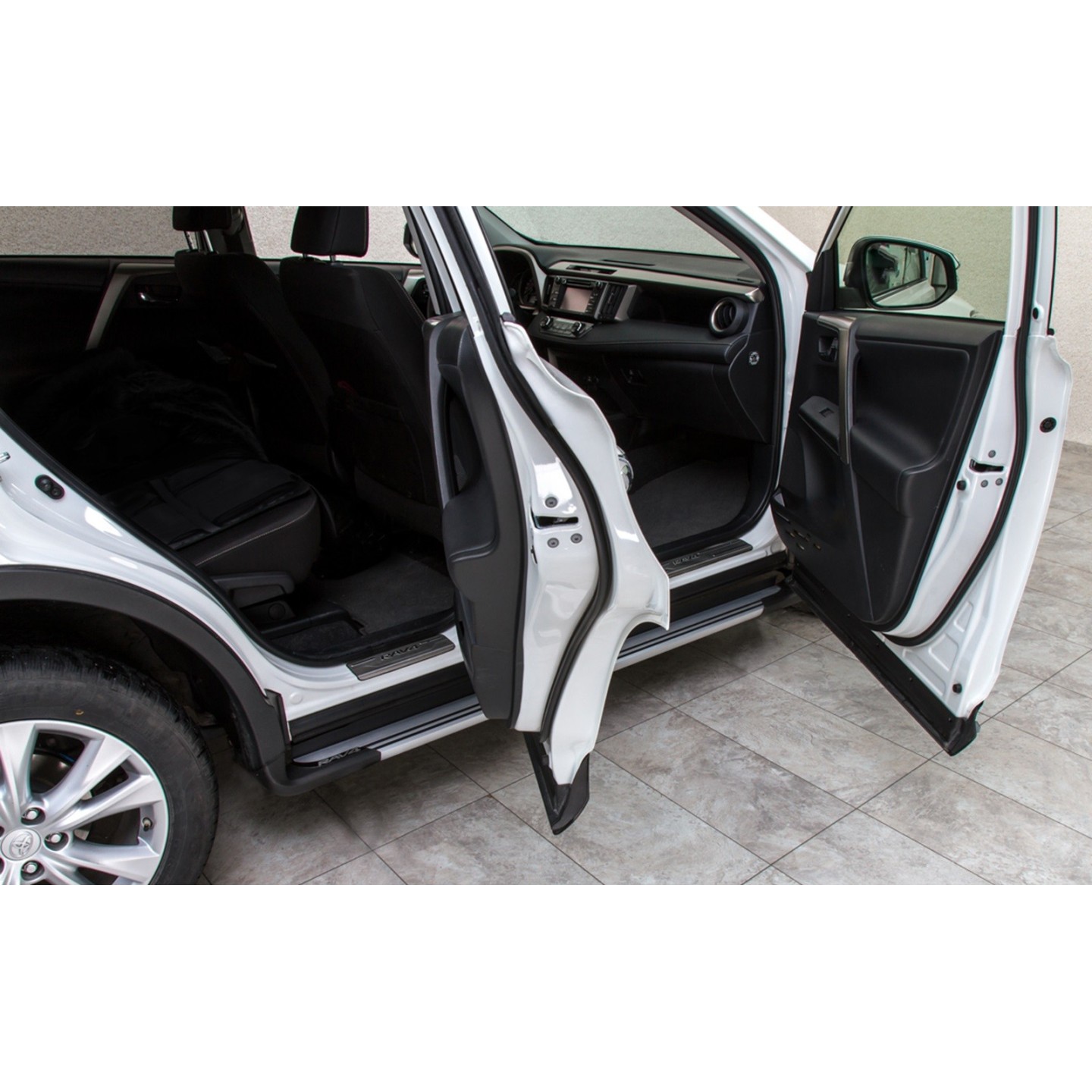 Protège Seuils De Porte Pour Toyota RAV4 (2019-2023) - 4 Pièces ABS Finition Filaire Noire - Protection Contre Les Rayures, Installation Facile