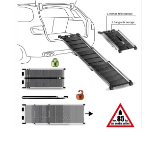 Rampe Telescopique Chien XL 83 à 193 cms