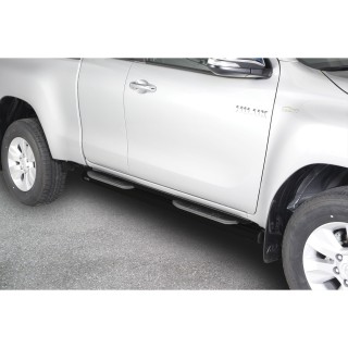 marche pieds TOYOTA HILUX EXTRA CABINE 2015-AUJOURD'HUI INOX NOIR 70mm