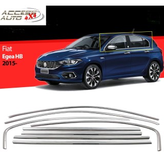 Entourage Baguette Fenetre FIAT TIPO Berline 5 portes 2015-AUJOURD'HUI INOX CHROME Set Complet 8 PIECES