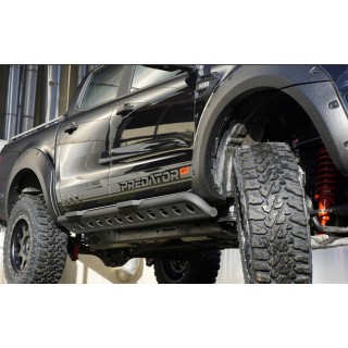 MARCHE PIEDS TOYOTA HILUX 2016-AUJOURD'HUI DOUBLE CABINE Aluminium Plat ROCKSLIDER