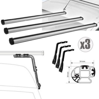 Barres de Toit JEEP WRANGLER JL 4 portes 2018-AUJOURD'HUI  ALU-3-BARRES 150 kgs