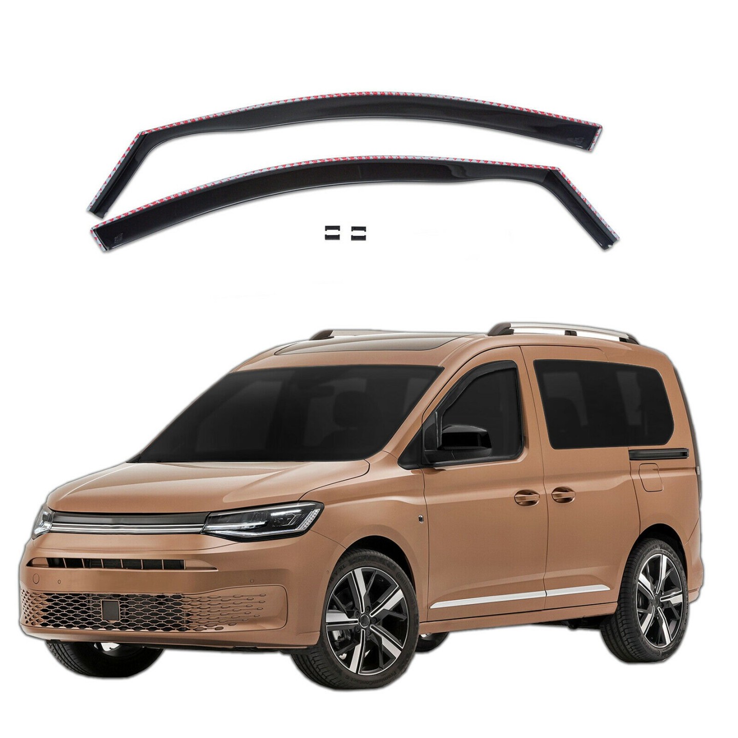 Déflecteurs De Vitres Avant Volkswagen Caddy 1996-2003 – 2 Pièces Fumé Acrylique – Installation Intérieure Modifycar