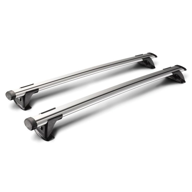 Barres De Toit Transversales OMAC Pour Ford Ranger T6 DoubleCab 2012-2022 - Aluminium Noir - Port Jusqu'à 75 Kg - Pour Rails Surélevés