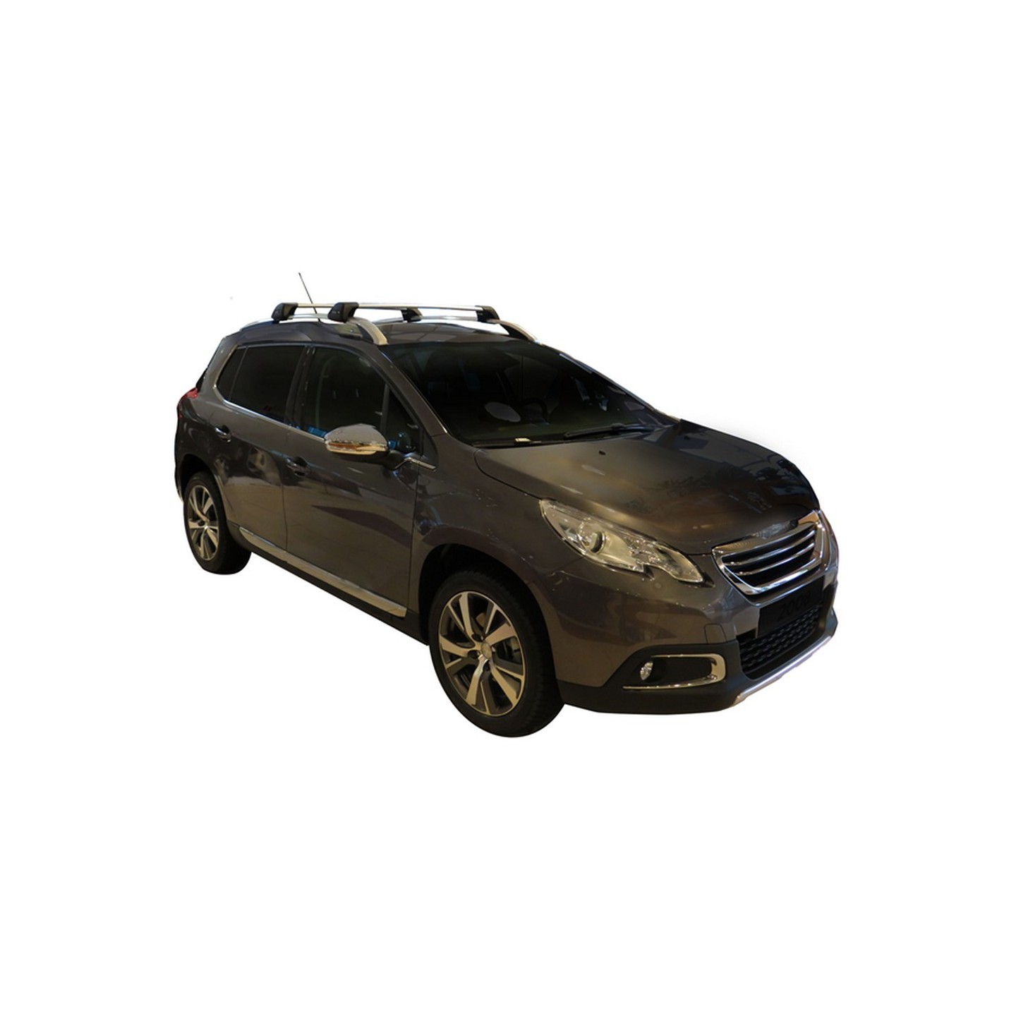 Barres De Toit Transversales Aluminium Peugeot 2008 2013-2019 - Gris Compatible Rails Surélevés