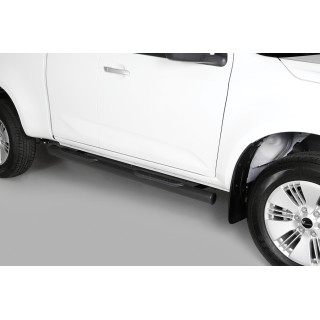 Marche pieds-ISUZU-D-MAX-CREW CABINE-2021-AUJOURD'HUI Inox NOIR Tubulaire 76mm