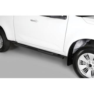 Marche pieds-ISUZU-D-MAX-CREW CABINE-2021-AUJOURD'HUI Inox NOIR Ovale