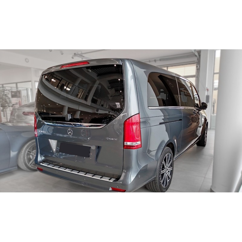 Avisa Protection Seuil Arrière Inox Chrome 'Ribs' XL - Compatible Mercedes Vito / Classe-V 2014-2019 & Facelift 2019-