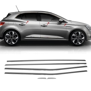 Baguette Fenetre-RENAULT-MEGANE-2017-AUJOURD'HUI-INOX CHROME 6 PIECES