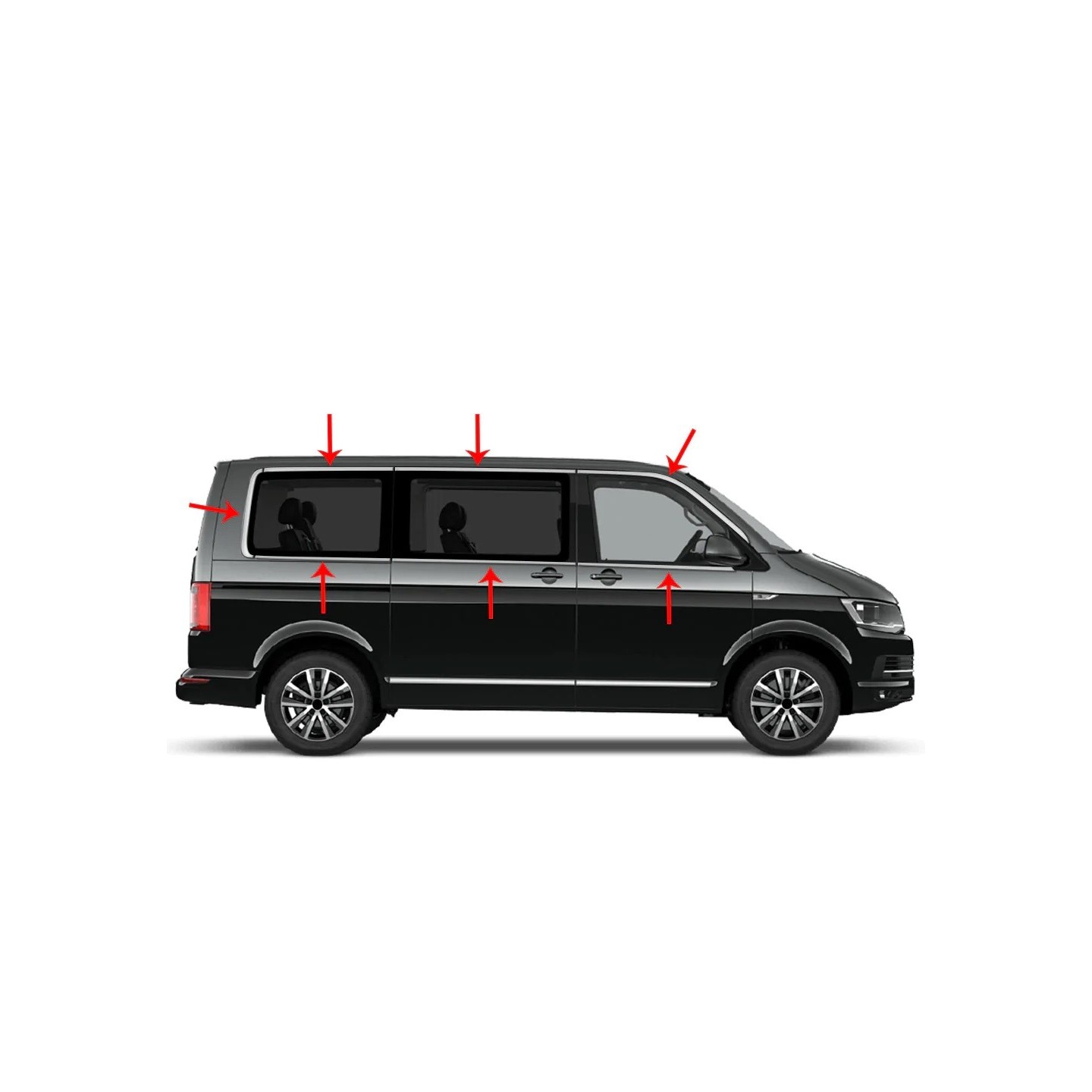 Vitre Teintée Pour Porte Coulissante VW T5 (2003-2015) – Droite, L1/L2, Verre Trempé Sécurisé