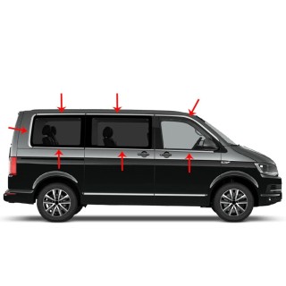 Baguette Fenetre VOLKSWAGEN T6.1 COURT 2019 -AUJOURD'HUI INOX CHROME 14 PIECES 1 porte coulissante