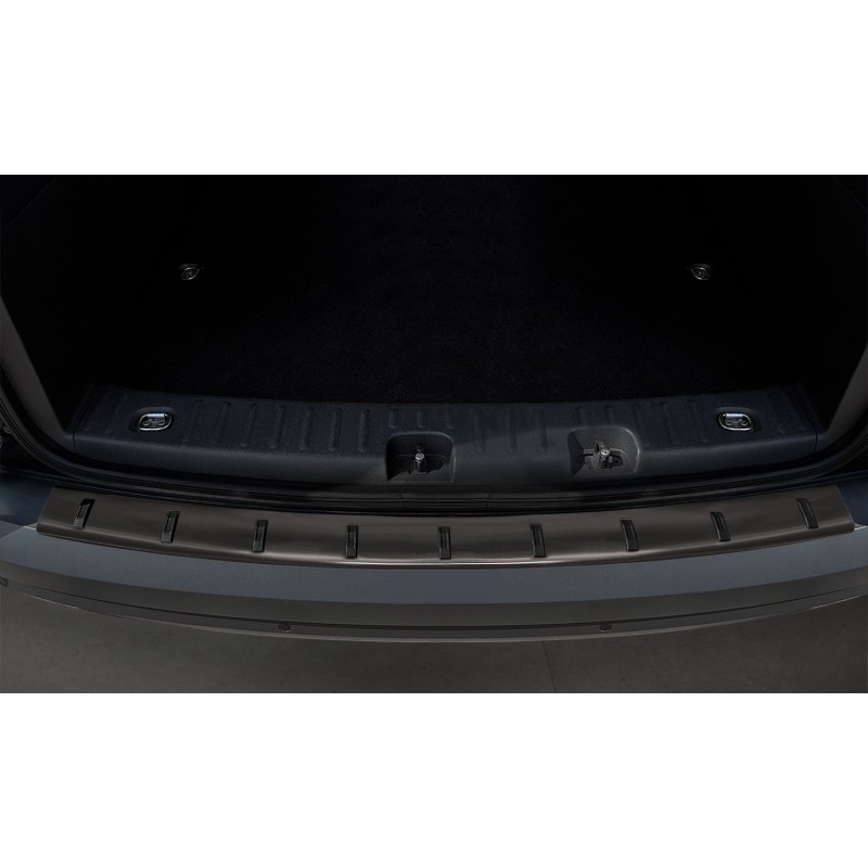 Protection Seuil Arrière Inox Noir Pour Volkswagen Caddy V (2020+) – Style ‘Ribs’ – Adhésif 3M – Anti-Rayures