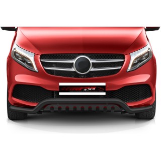 PARE BUFFLE-MERCEDES CLASSE V 2020-AUJOURD'HUI HOMOLOGUE INOX NOIR PROTECTION BASSE plaque