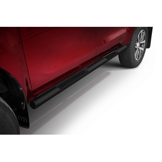 Marche pieds-TOYOTA-HI-LUX-DOUBLE CABINE 2015-AUJOURD'HUI INOX NOIR Tubulaire PR01  76mm