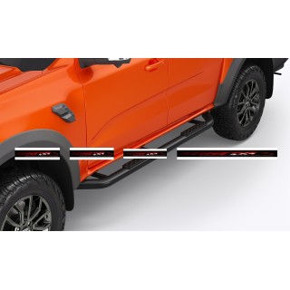 Marche pieds FORD RANGER RAPTOR 2023-AUJOURD'HUI DOUBLE CABINE INOX NOIR 76mm