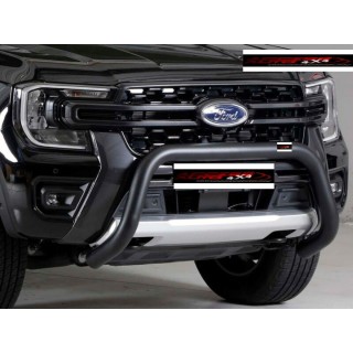PARE BUFFLE FORD RANGER 2023 AUJOURD'HUI INOX NOIR HOMOLOGUE 76mm - Access Auto 4x4
