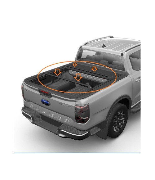 Barres TRANSVERSALES FORD RANGER 2023-AUJOURD'HUI DOUBLE CABINE pour COUVRE BENNE COULISSANT MOUNTAIN TOP EVO