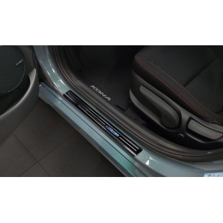 Seuils Portes HYUNDAI KONA 2017 aujourd'hui INOX NOIR 4 pieces