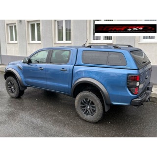 HARD TOP FORD RANGER RAPTOR 2019 2022 FENETRES ENTREBAILLANTES DOUBLE CABINE AEROKLAS pret à peindre