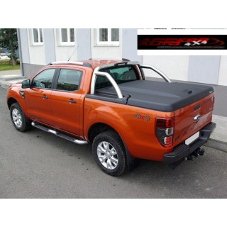 COUVRE BENNE FORD RANGER 2012 2022 TONNEAU COVER RIGIDE NOIR DOUBLE CABINE avec Roll Bar Origine