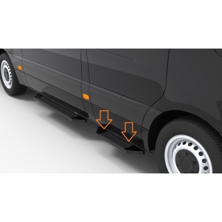 Marche Pieds VOLKSWAGEN CRAFTER 2017 AUJOURD'HUI PORTE AVANT INOX PLAT NOIR