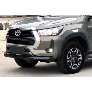 PARE BUFFLE TOYOTA HILUX 2015 2021 INOX NOIR  PROTECTION BASSE 76mm