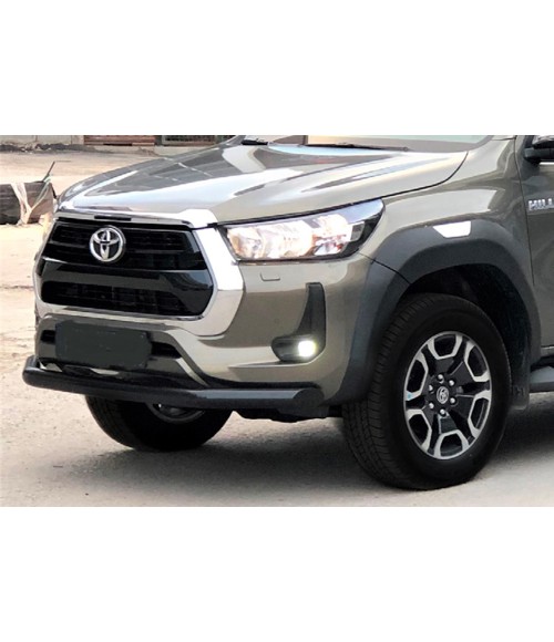 PARE BUFFLE TOYOTA HILUX 2015 2021 INOX NOIR  PROTECTION BASSE 76mm