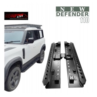 MARCHE PIEDS LAND ROVER DEFENDER L633 2020 AUJOURD'HUI Acier plat Rock Sliders 2