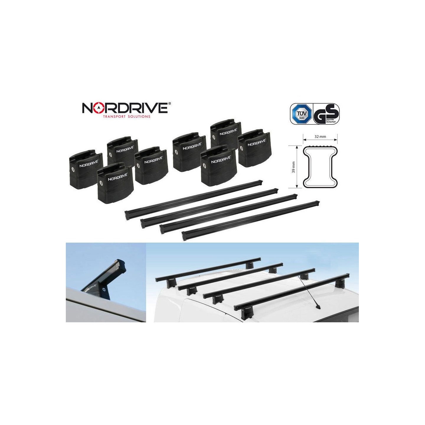Barres De Toit Transversales TURTLE Pour Mercedes VITO/VIANO (2003-2014) - Neuf, Garantie 2 Ans