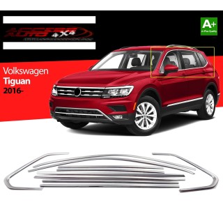 Baguette Fenetre VOLKSWAGEN TIGUAN 2016 2024 INOX 10 PIECES entouarge complet