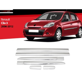 Baguette Porte RENAULT CLIO 2005 2011 INOX CHROME Set Complet 6 PIECES