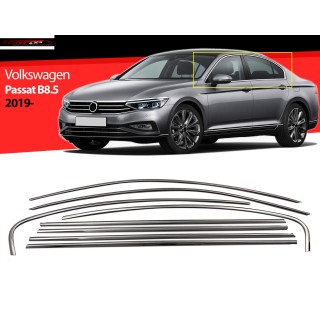 Entourage Baguette Fenetre VOLKSWAGEN PASSAT BERLINE 2019 2024 INOX CHROME Set Complet 8 PIECES