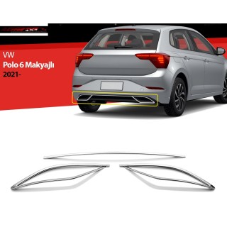 Entourage Echappement VOLKSWAGEN POLO 2021 AUJOURD'HUI INOX CHROME Set 3 PIECES