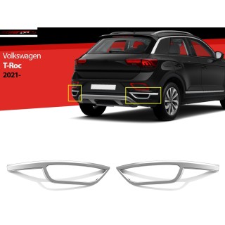 Entourage Echappement VOLKSWAGEN T ROC 2021 AUJOURD'HUI INOX CHROME Set 2 PIECES