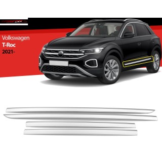 Baguette Porte VOLKSWAGEN T ROC 2021 AUJOURD'HUI INOX CHROME Set Complet 4 PIECES