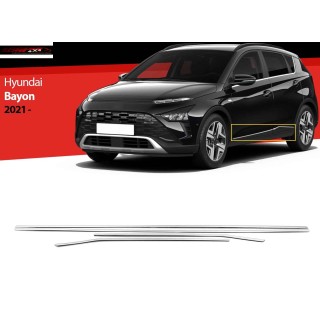 Baguette Porte HYUNDAI BAYON 2021 AUJOURD'HUI INOX CHROME Set Complet 4 PIECES