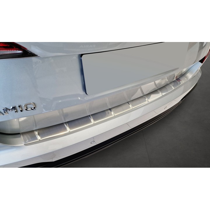 Protection De Seuil De Coffre En Acier Inoxydable - Pour Skoda Kamiq (2019-2023) - Couleur Anthracite - Facile à Poser