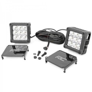 Projecteur Leds Carré 4" DRL Rough Country Chrome Series Set 2 pieces