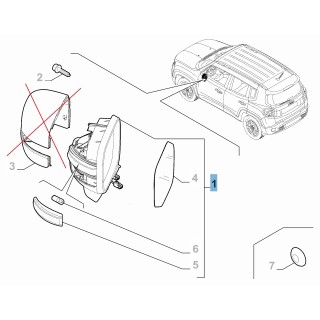 Rétroviseur extérieur gauche JEEP RENEGADE 2014 AUJOURD'HUI sans coque de rétroviseur 735613105