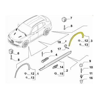 Elargisseur d'aile ALFA ROMEO STELVIO  décoratif aile arrière gauche