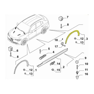 Elargisseur d'aile ALFA ROMEO STELVIO  décoratif aile arrière gauche reference 156158795 - Access Auto 4x4