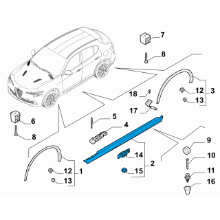 Baguette Bas de caisse ALFA ROMEO STELVIO  décoratif  gauche reference 156158796