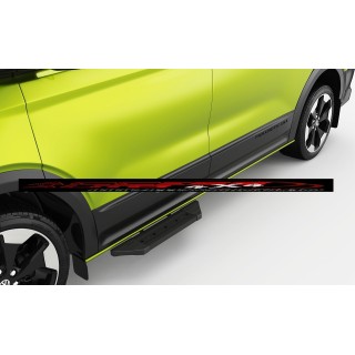 Marche Pieds VOLKSWAGEN T7 TRANSPORTER 2025 AUJOURD'HUI PORTE AVANT INOX PLAT NOIR