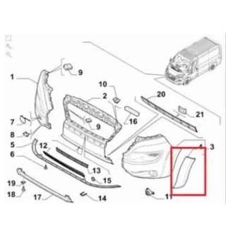 Elargisseur d'aile avant gauche Fiat Ducato type 250  2014+  Peugeot Boxer Citroen Jumper REF 735589793