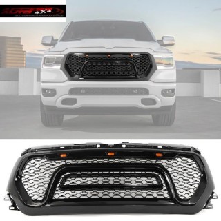 Grille Calandre RAM 1500 DT 2019 2023 avec LED Rebel Style Noir Brillant