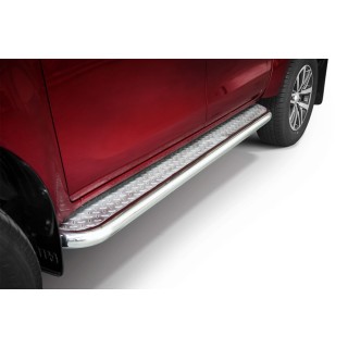 Marche pieds TOYOTA HILUX 2015 AUJOURD'HUI INOX PLAT  70mm EXTRA CABINE