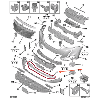 Moulure pare choc avant origine PEUGEOT 2008 2019 2024  REF 98317016VV