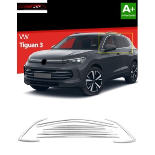 Entourage Baguette Fenetre VOLKSWAGEN TIGUAN 2024 AUJOURD'HUI INOX CHROME Set 10 PIECES